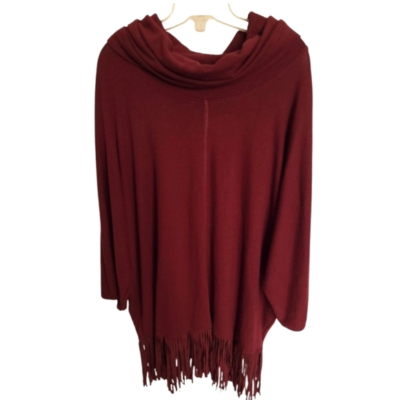 Terre Bleue Turtleneck Sweater Leather Fringe Size Medium - Picture 1 of 10